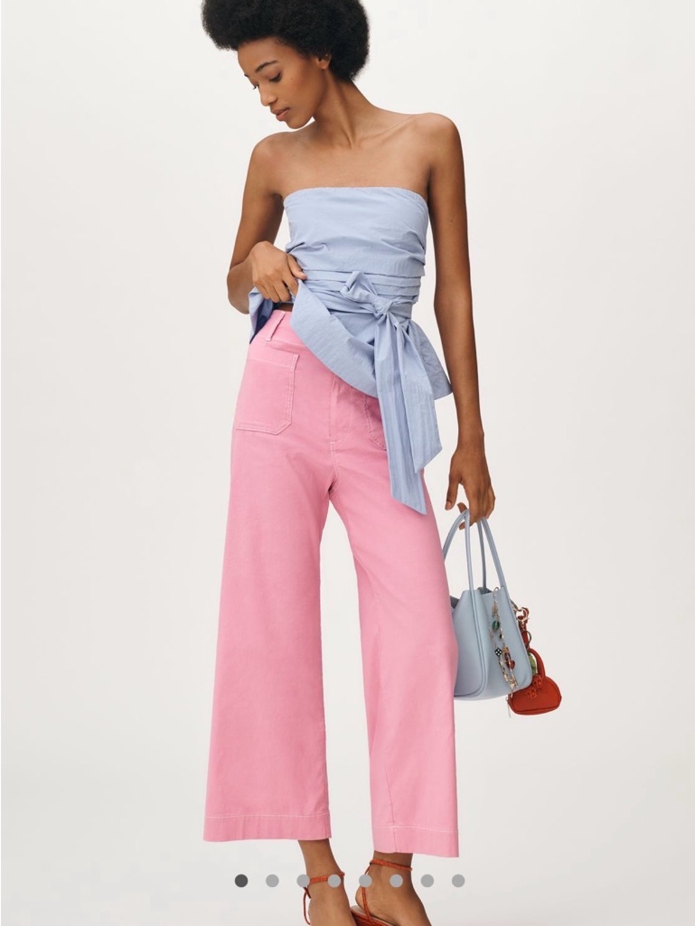 Anthropologie Maeve The Colette Crop Wide-Leg Pants Bubblegum Sugar
